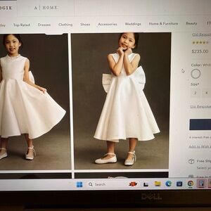 Anthropologie White Formal Kids Dress with Bow